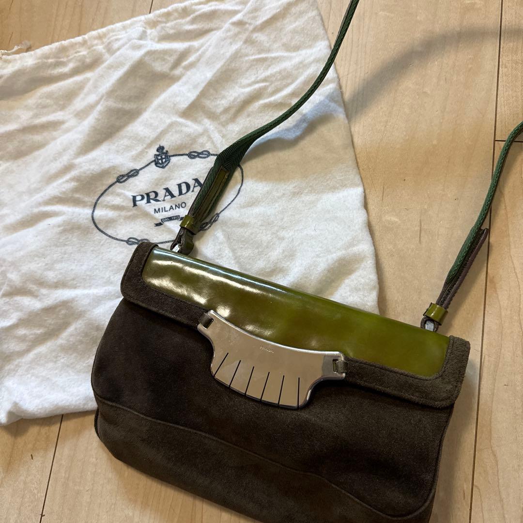 【ヴィンテージ】PRADA スエード クラッチバッグ ダークブラウン