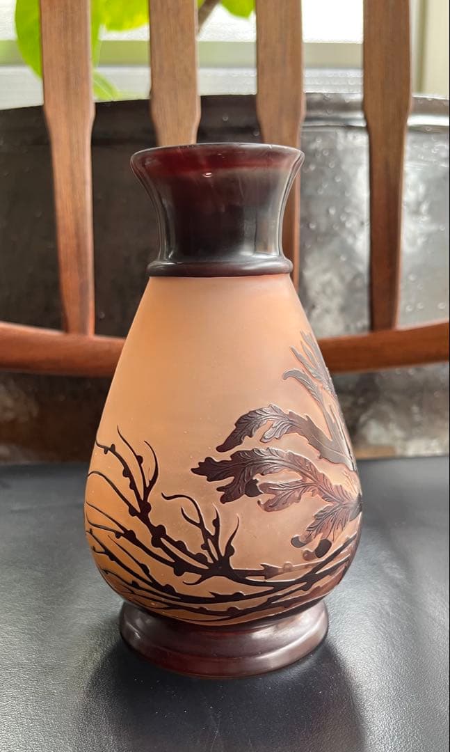 エミール、ガレ海藻彫刻 花瓶　本物保証