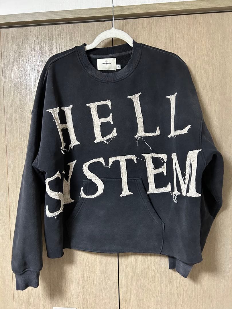 HELL SYSTEM スウェット トレーナー ブラック ダメージ加工 M