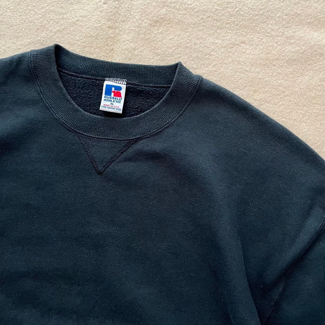 USA製 90s ラッセルアスレチック スウェット黒 XL V字 ブラック