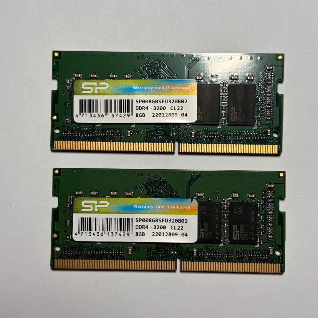 SP DDR4-3200 CL22 8GB メモリ ２枚セット