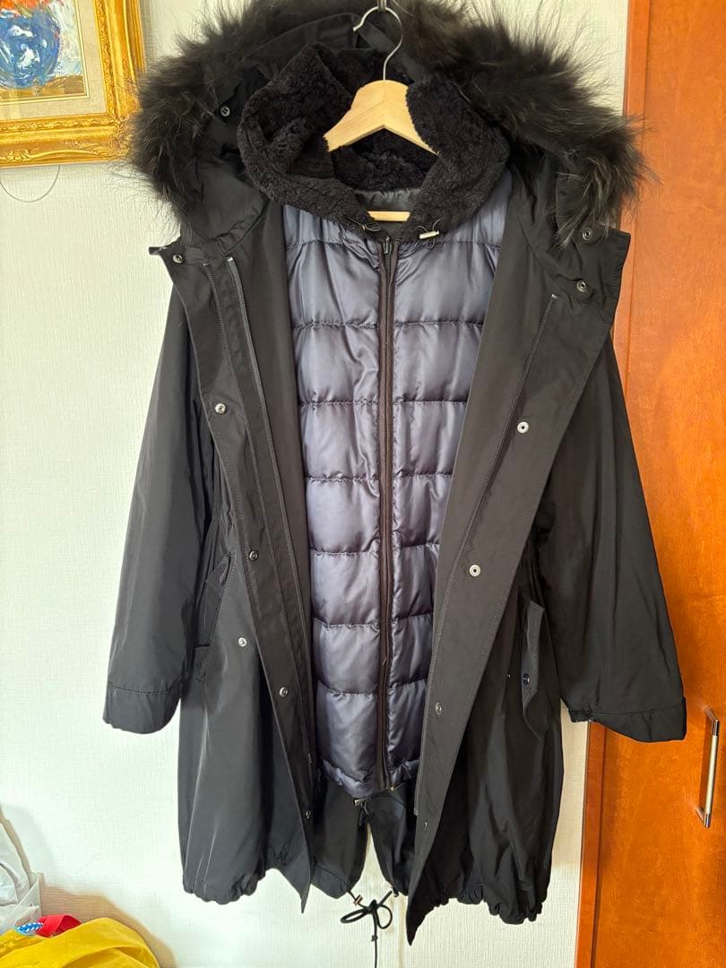 ブラック モッズコート ファー付き　23区L