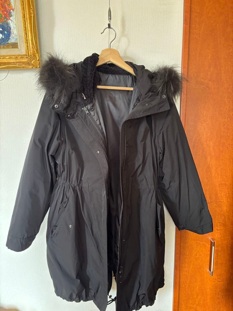 ブラック モッズコート ファー付き　23区L