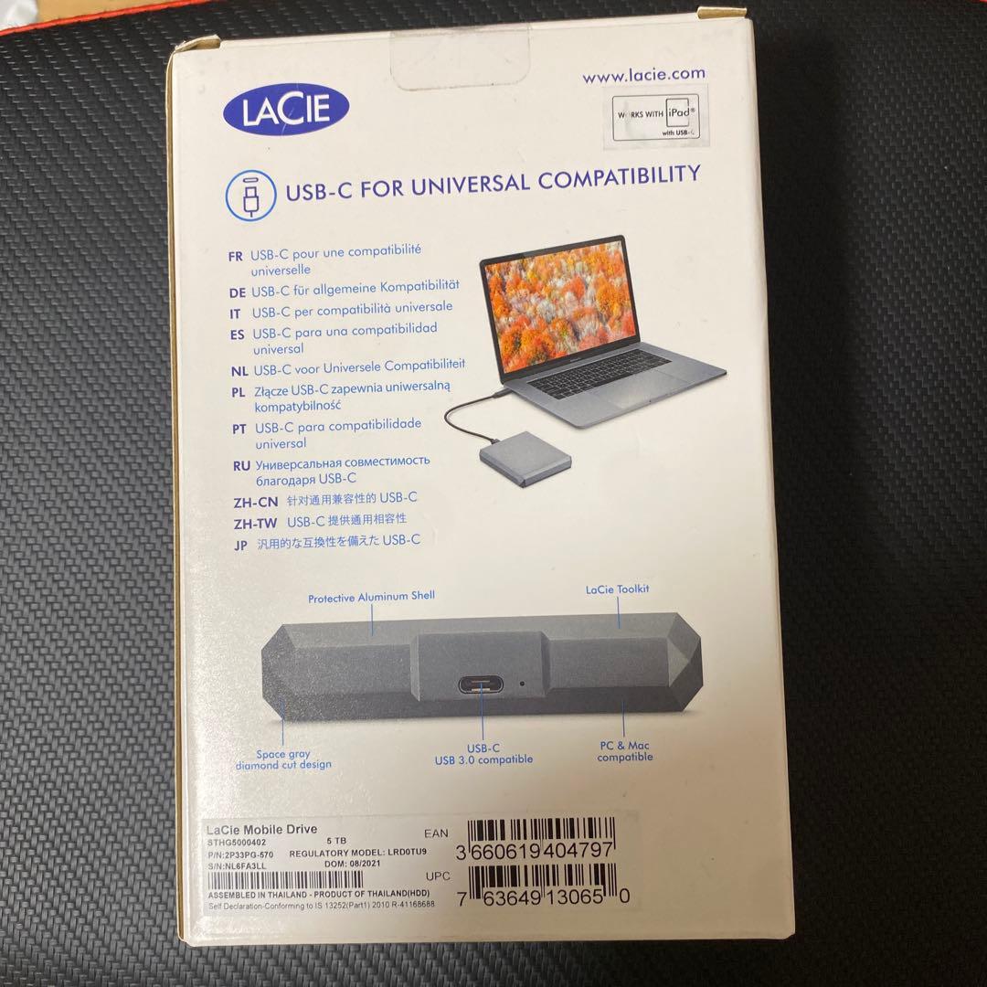 外付けハードディスク・ドライブ LACIE Mobile Drive 5TB USB-C