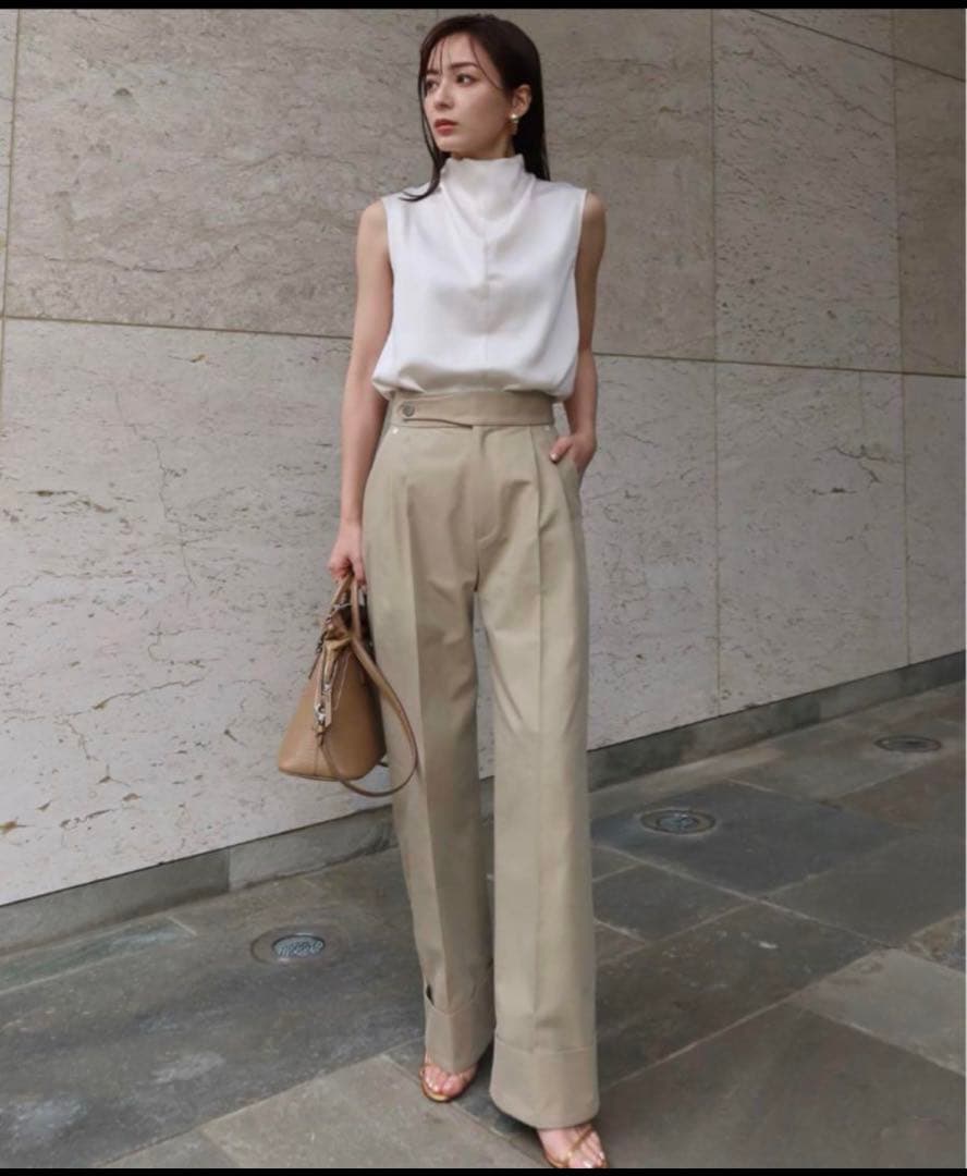 【タグ付き新品】anuans / ベルトデザインチノパンツ / BEIGE