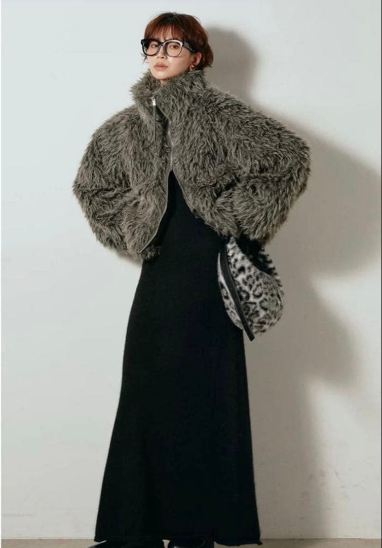 esica ファー　ジャケット　ミックスシープファースタンドブルゾン