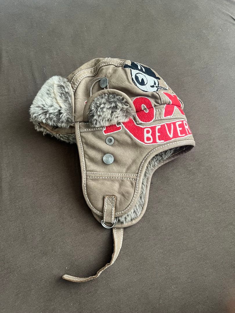 TrueReligionレザーパイロットハットフライトキャップファー