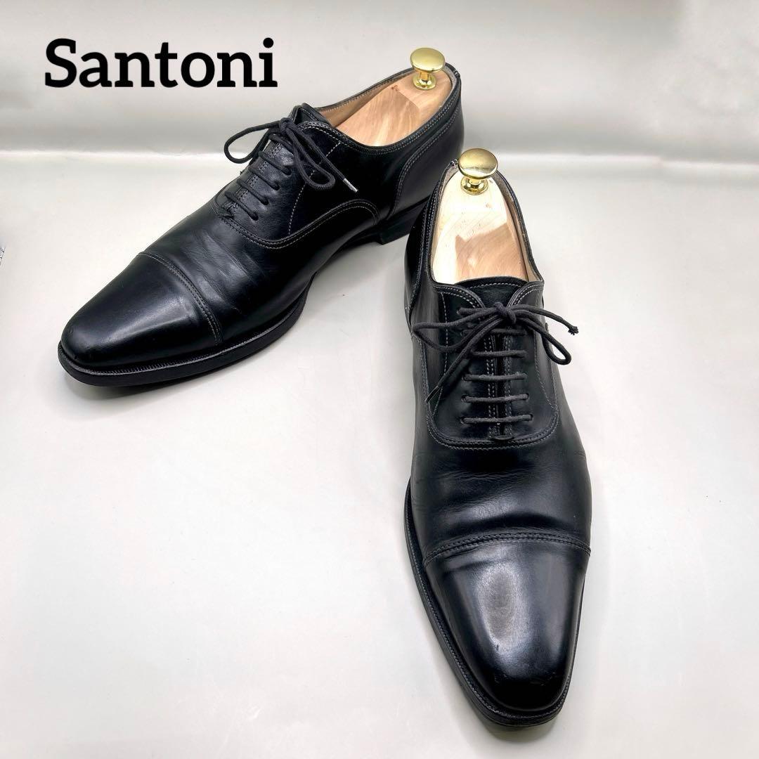 サントーニ Santoni ビジネスシューズ ストレートチップ 黒 26.5cm