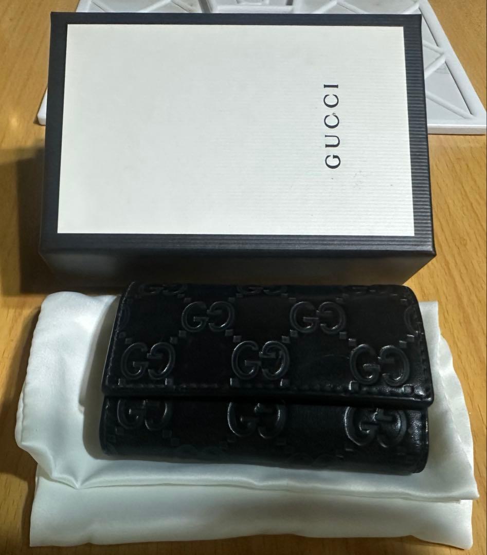 GUCCI グッチ ６連キーケース GGシマライン ブラック