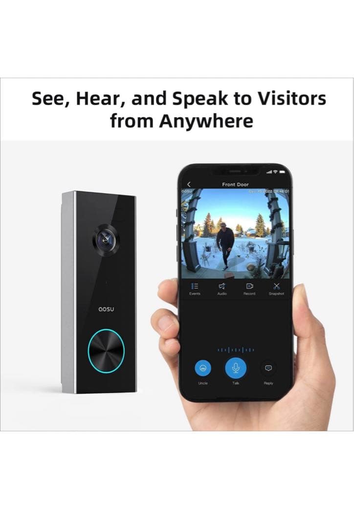 ドアホン ビデオドアベル カメラ付き( 2.4GHz WiFi )玄関チャイム