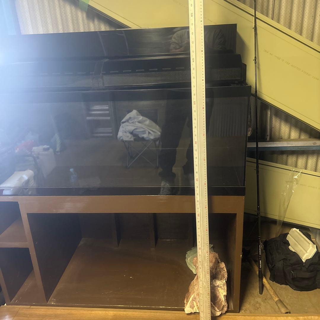 3面ブラック　上部ガラス水槽と台のセット