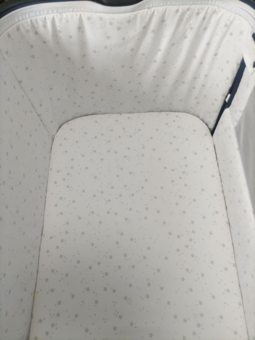 HZDMJ ベビーベッド ダークブルー 星柄 キャスター付き★組み立て簡単