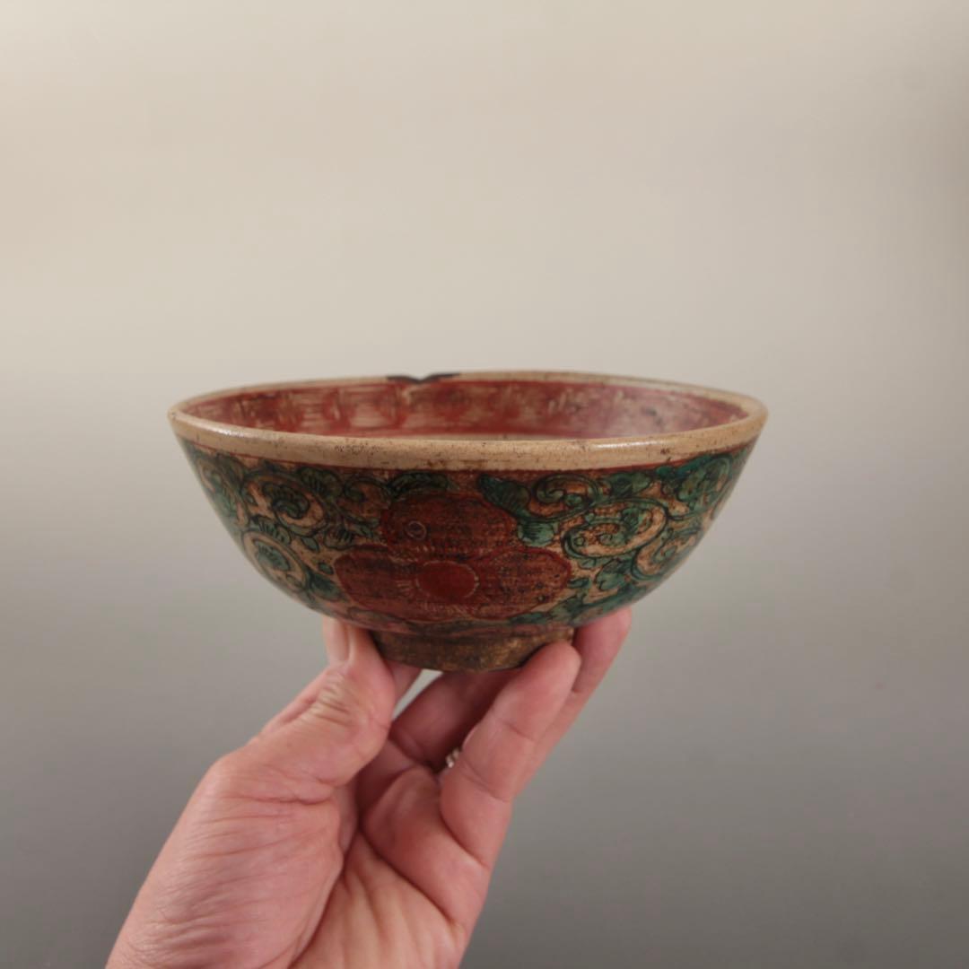 赤絵 茶碗 幕末〜明治 志手原焼 茶道具 古美術 古道具