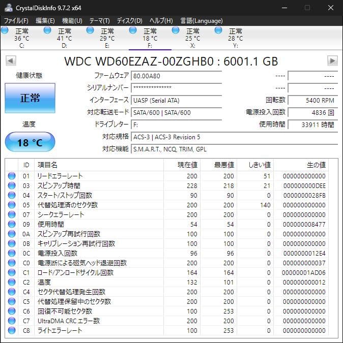 WD Blue HDD WD60EZAZ 6TB 内蔵型ハードディスクドライブ