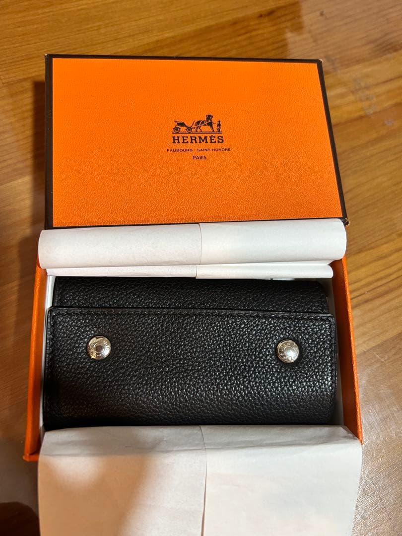 まちゃぴ　HERMES エルメス　ブラック レザー キーケース