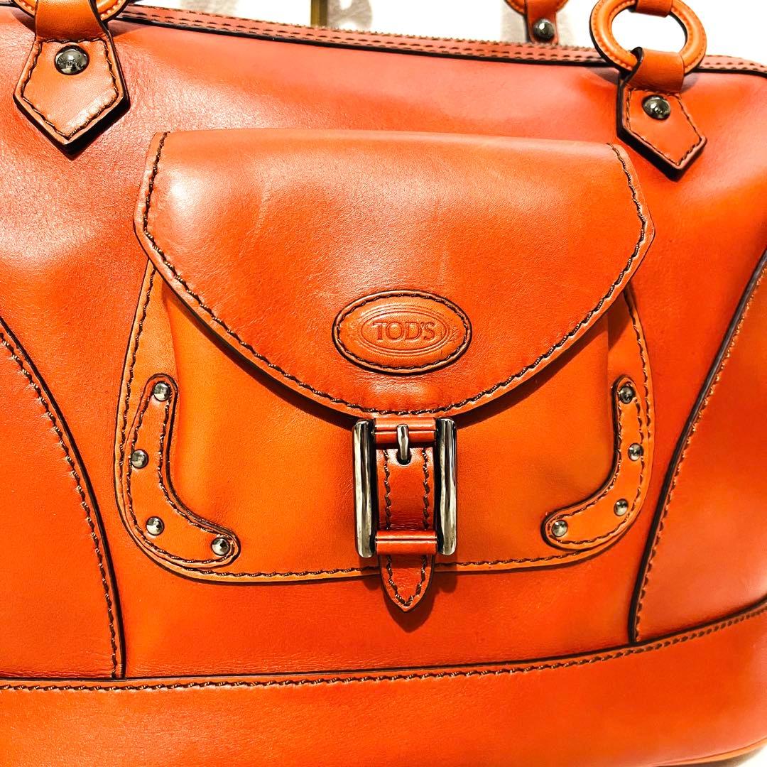 【美品】TOD'S カーフ レザー ハンド トート バッグ ショルダー 大容量