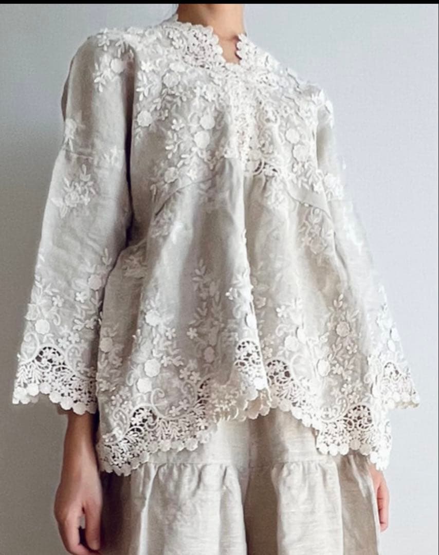 【美品】　ito hari 工房 リネン レース チュニック