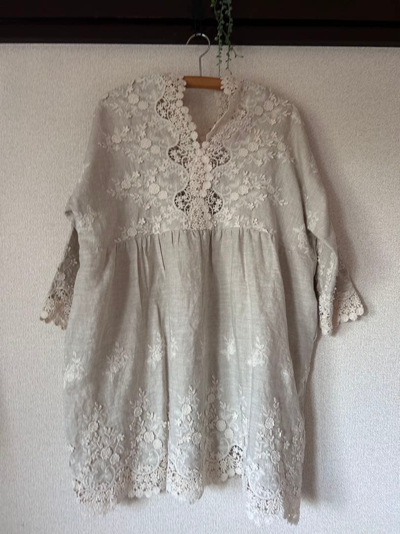 【美品】　ito hari 工房 リネン レース チュニック