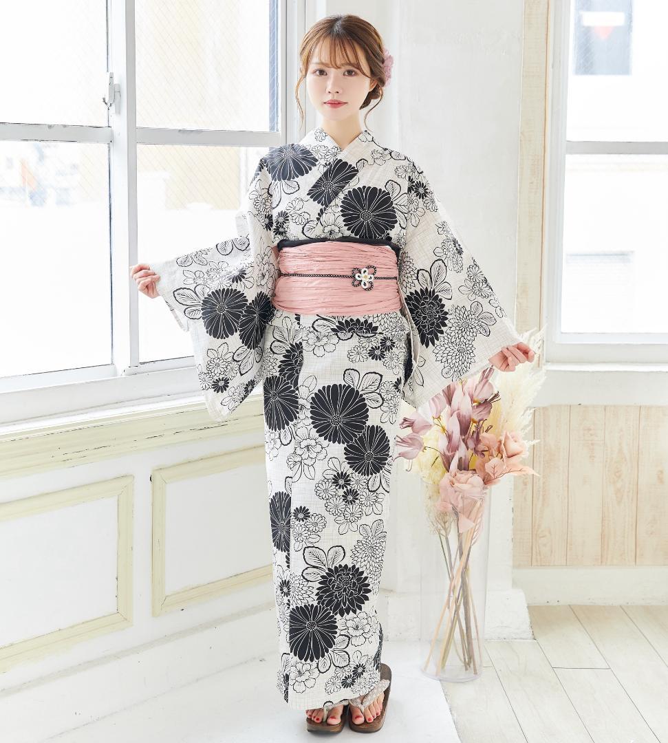 新品 浴衣 セット 浴衣セット ゆかた 大人 レディース 黒 白 Y4-73