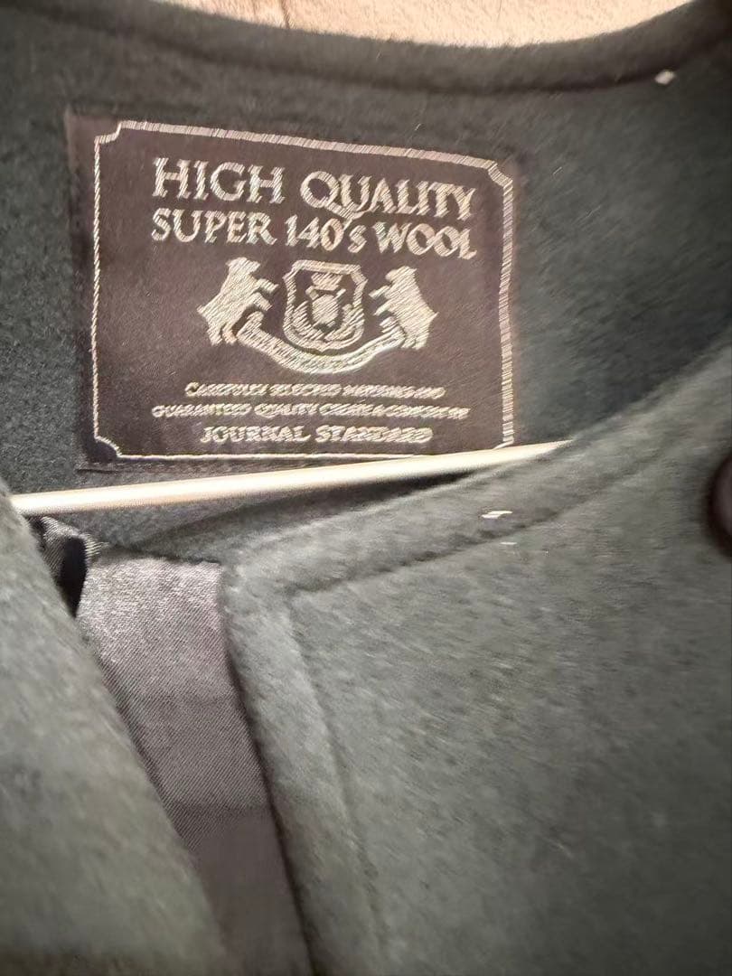 今期スーパー140ビーバーノーカラーミドルコート グリーン38