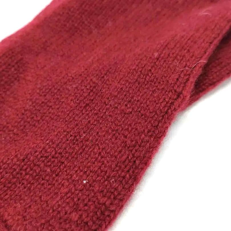 美品 HERMES カシミヤ手袋 赤 ロング丈 全長37.5 手囲い21 d01