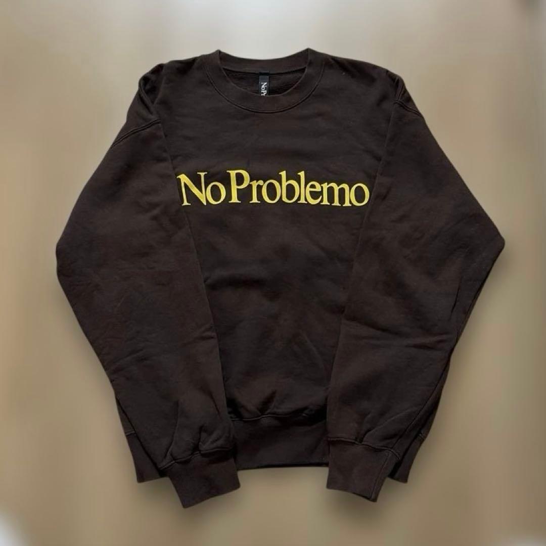 トップス NoProblemo brown logo sweatshirt M