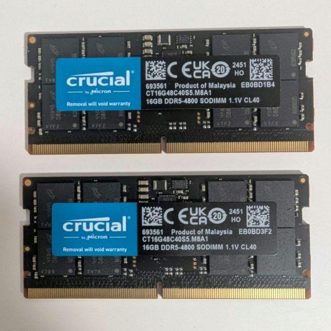 Crucial 32GB(16GB×2) DDR5 4800　ノートPC