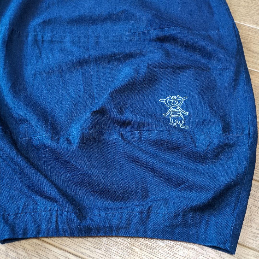 アルベロベロ♥️ぶたさん刺繍ネイビー サルエルパンツ インディゴ染め