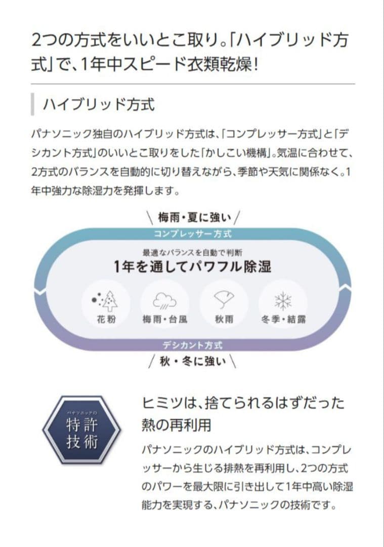 【新品・即日配送可】Panasonic F-YHVX120-W 衣類乾燥除湿機