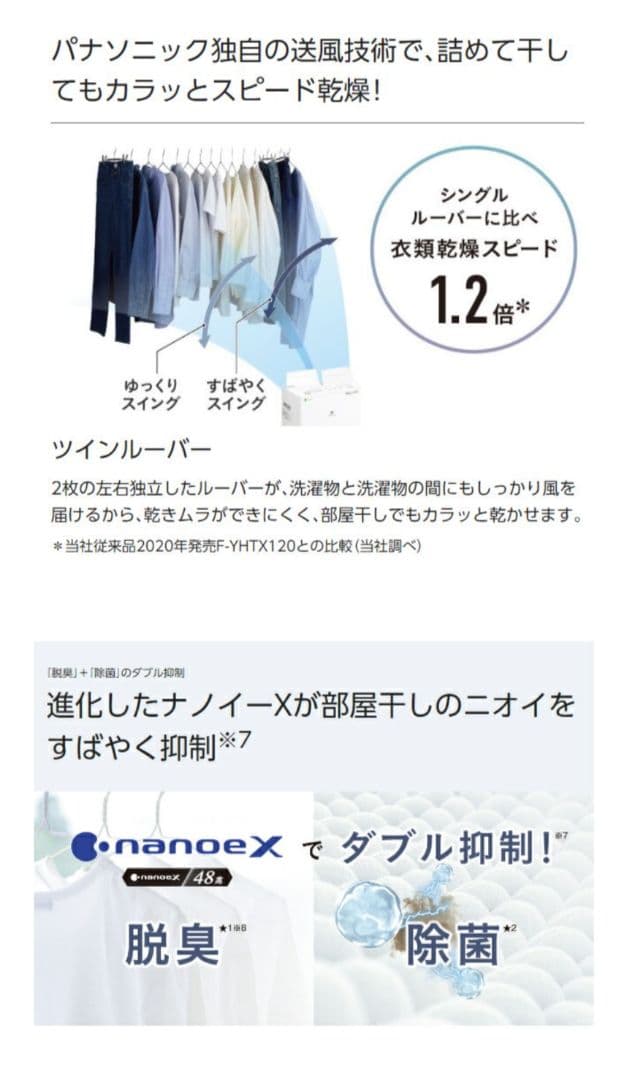 【新品・即日配送可】Panasonic F-YHVX120-W 衣類乾燥除湿機