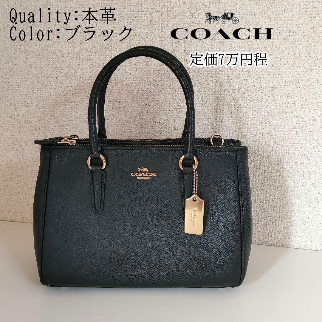 COACH 本革 ミニサリー キャリーオール ブラック ハンドバッグ