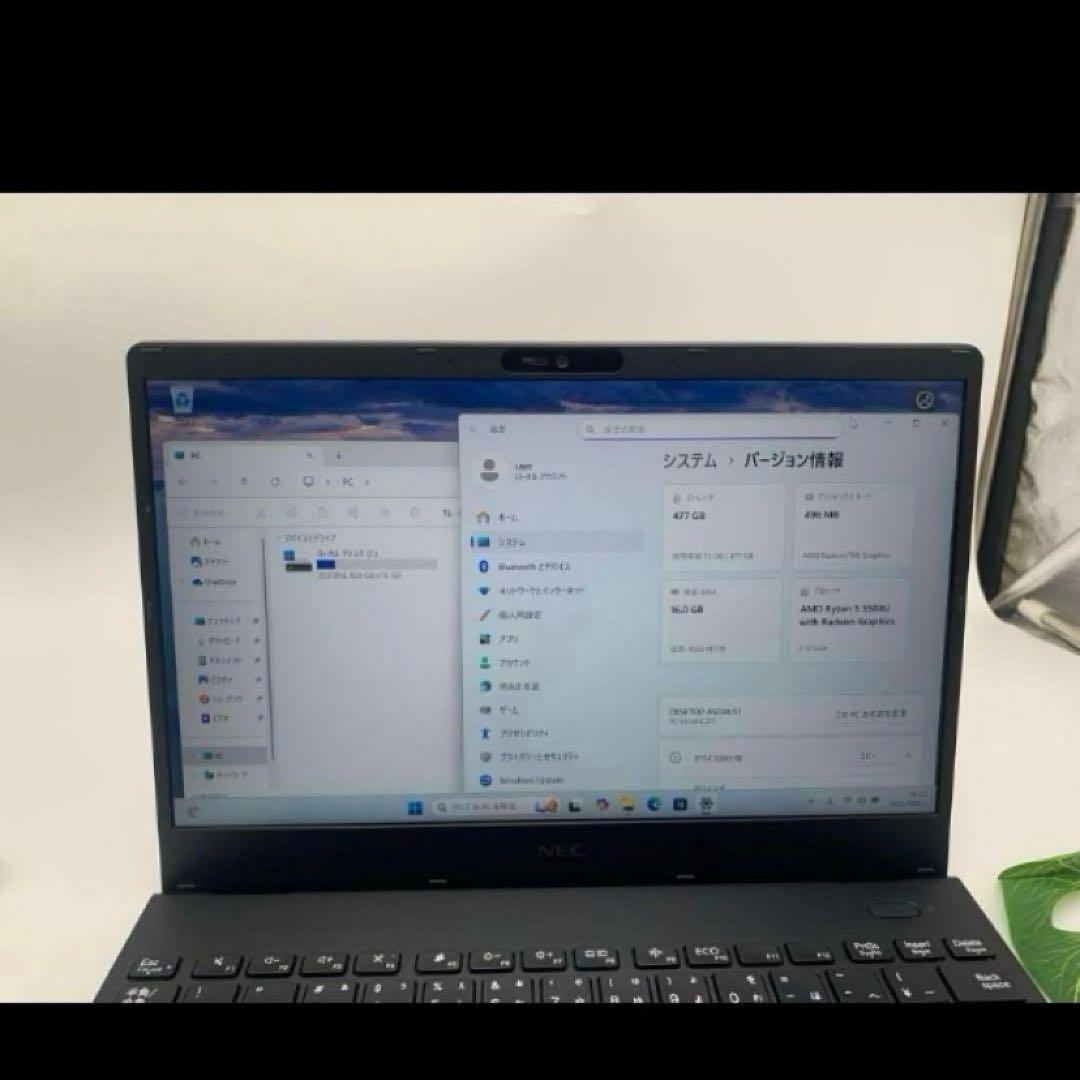 Windowsノート本体 NEC VersaPro VRyzen 5-5500U 16GB 512