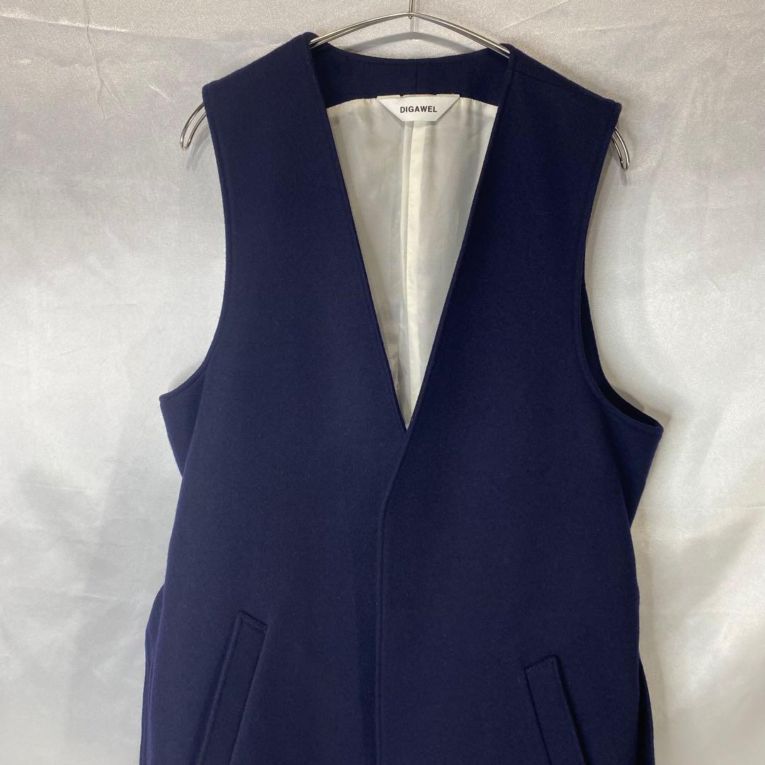 DIGAWEL ディガウェル　ベスト　ロング丈　ウール　メルトン　ネイビー　2