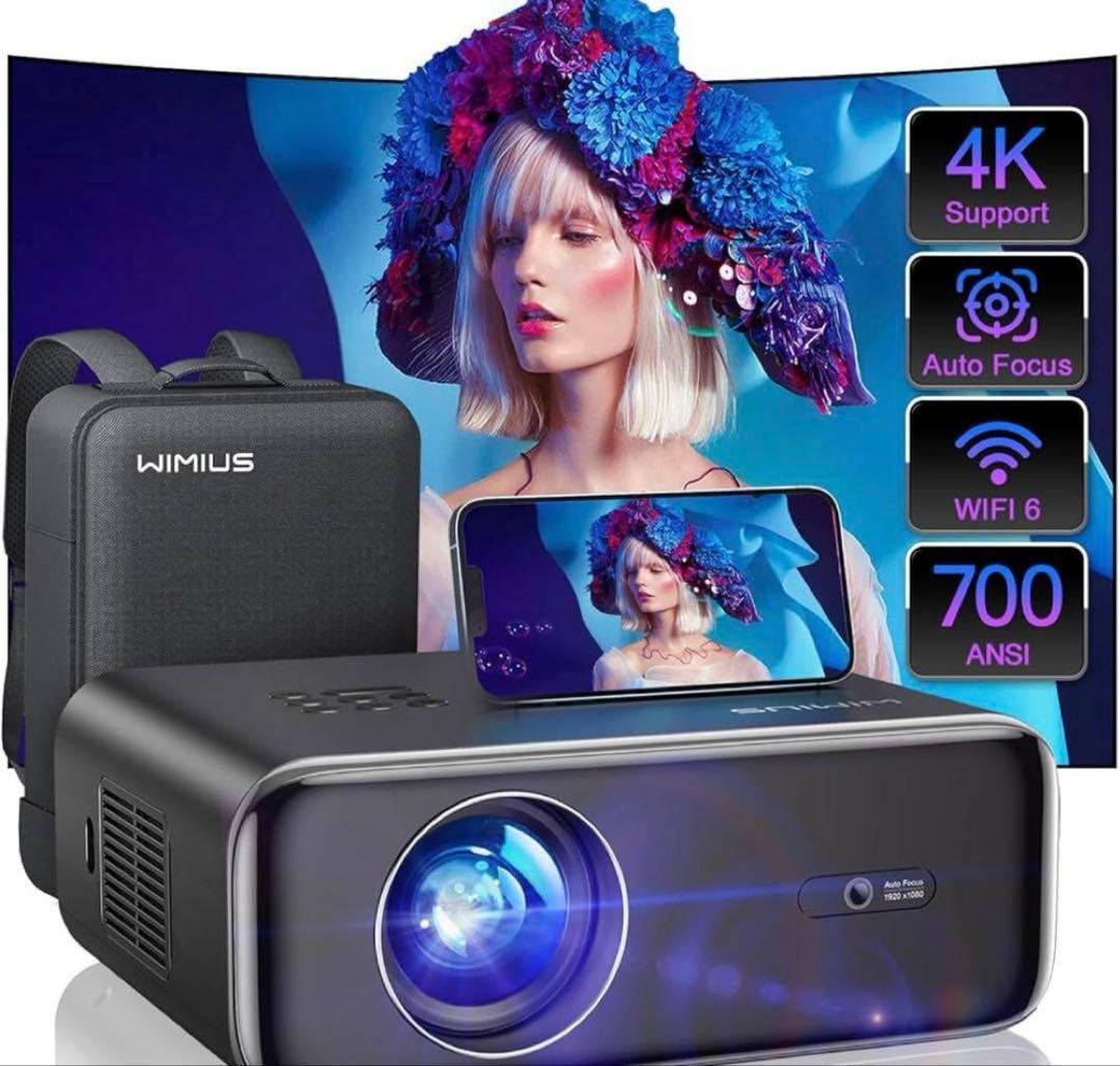 WiMiUS P62 LCD 液晶 プロジェクター 高輝度4K対応 ブラック