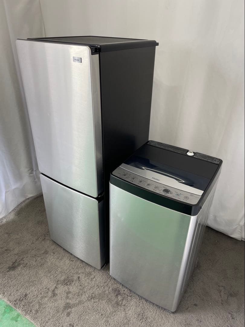 冷蔵庫　洗濯機5.5㌔　Haier　一人暮らし　設置無料　セット　安い　シルバー