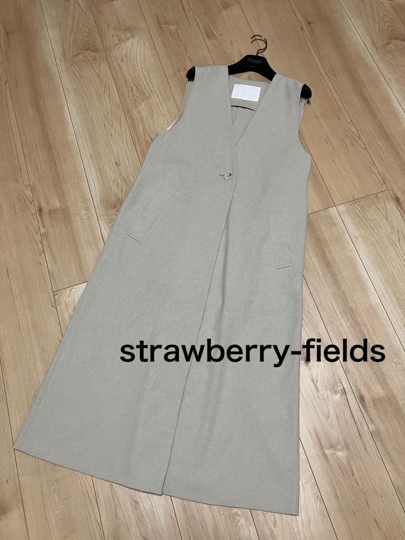 美品　ストロベリーフィールズ　ロング　ジレ　ベスト　ベージュ