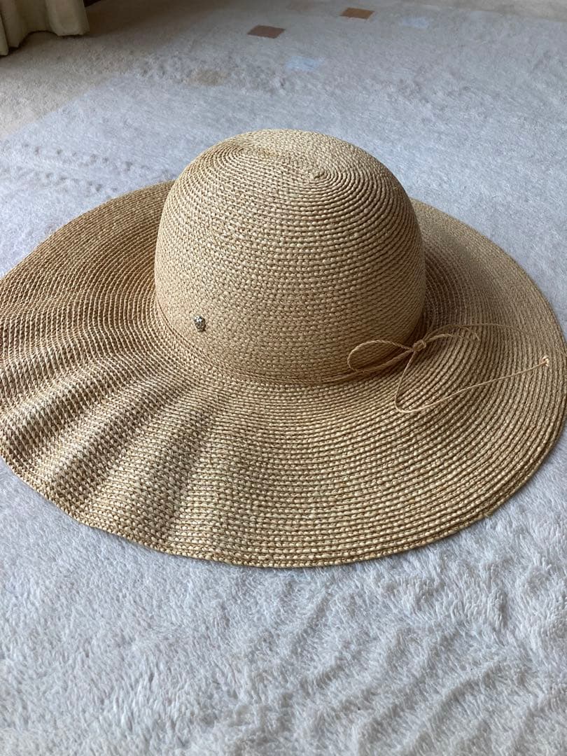 極美品　HELEN KAMINSKI 麦わら帽子 ベージュ　つば広約11センチ