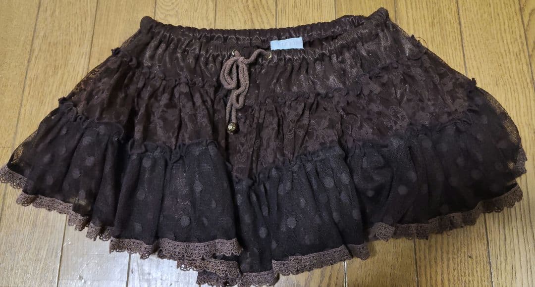 LIZLISA ブラウン ドット柄 フレアスカートパンツ