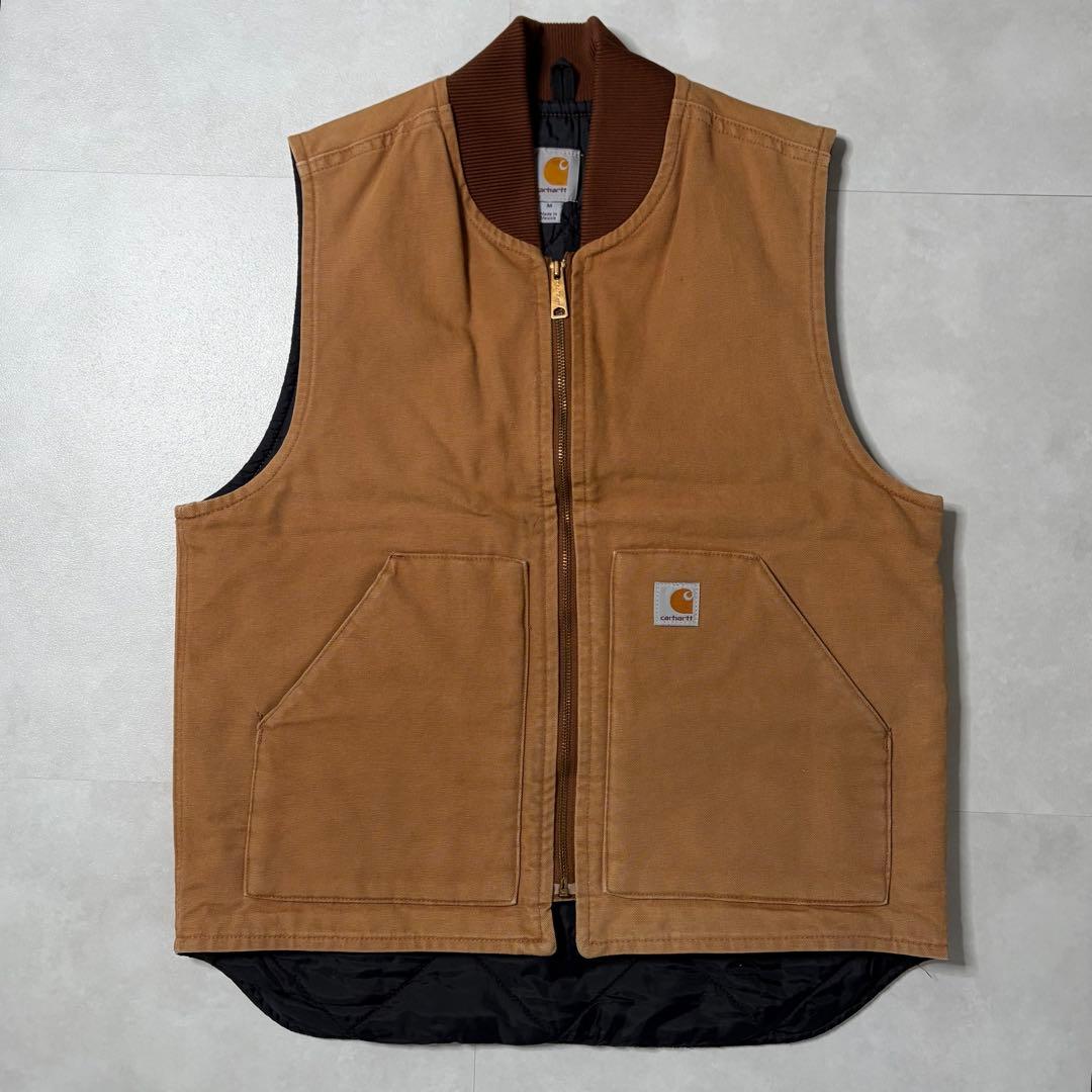 【美品】Carhartt カーハート ダックベスト キルティング キャメル M