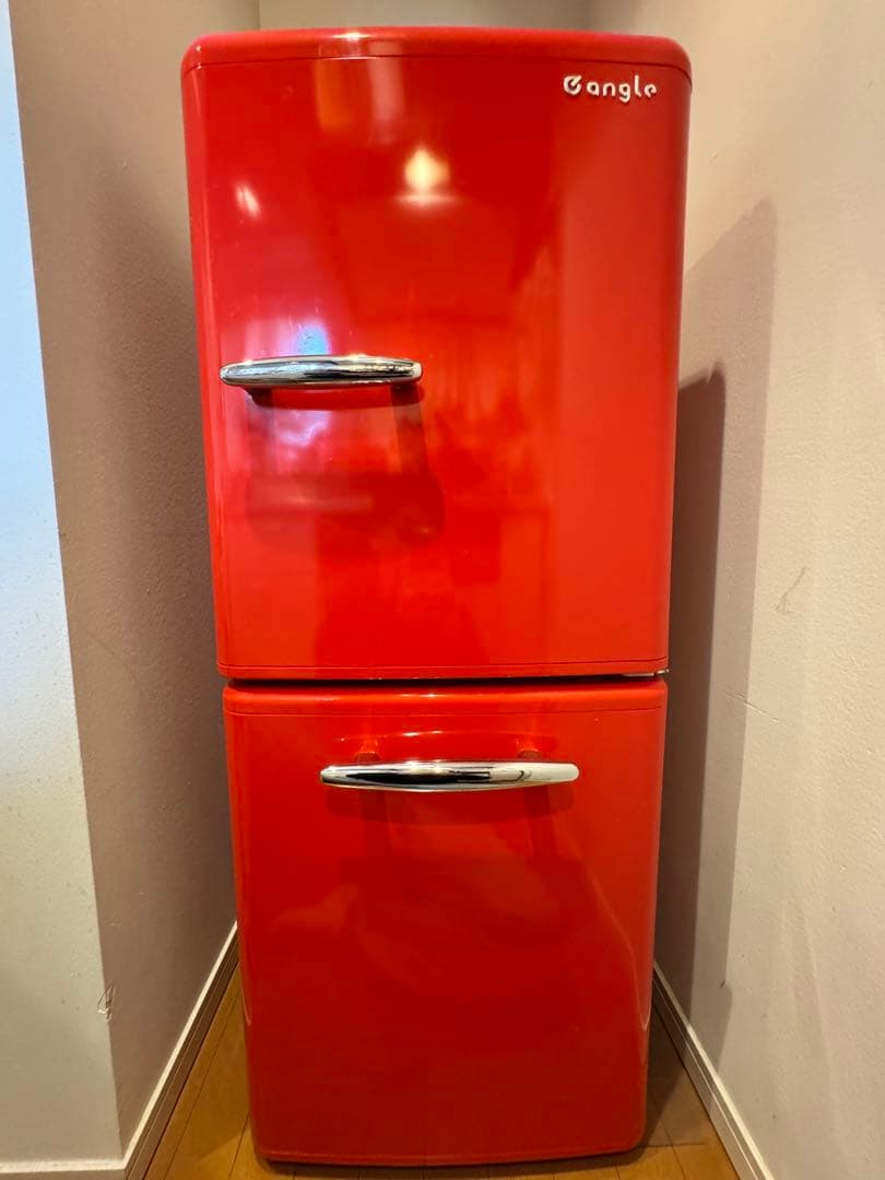 e angle ノンフロン冷凍冷蔵庫　赤色 ANG-RE151-A1 149L