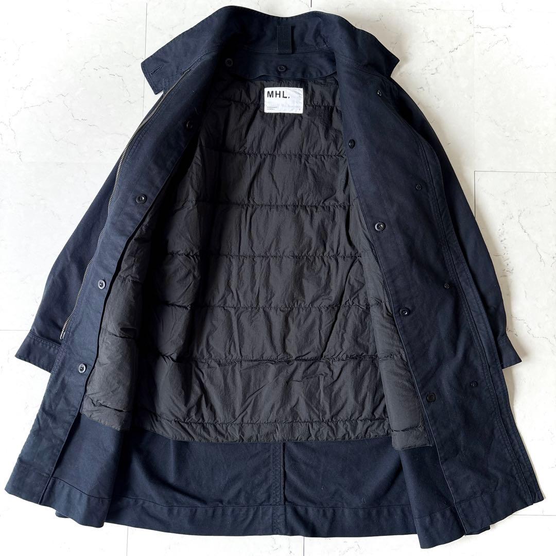 美品 MHL. ダウンライナー付 2way ステンカラーコート ネイビー 大き目