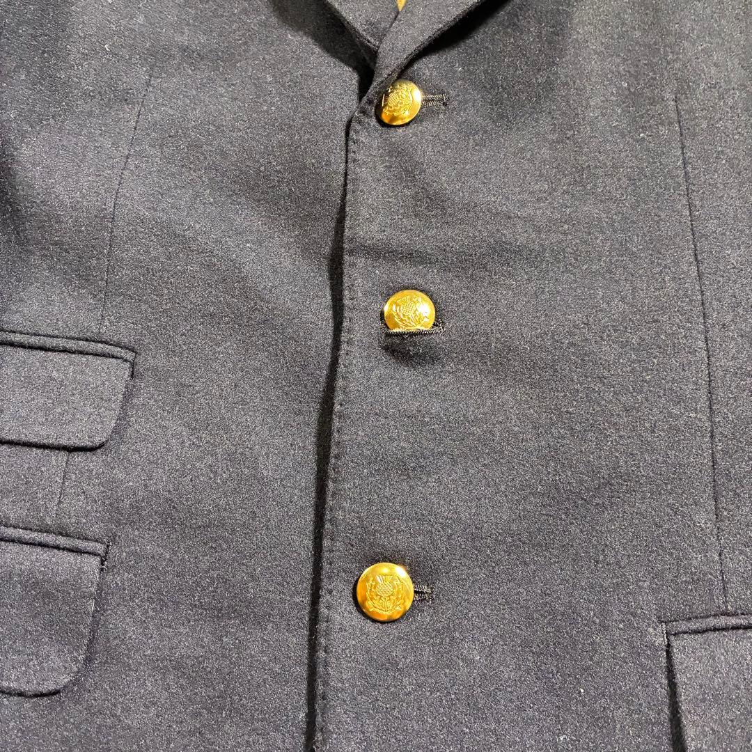 【高級・金ボタン】グレンオーバー　紺ブレ　チェック　ウール テーラードジャケット