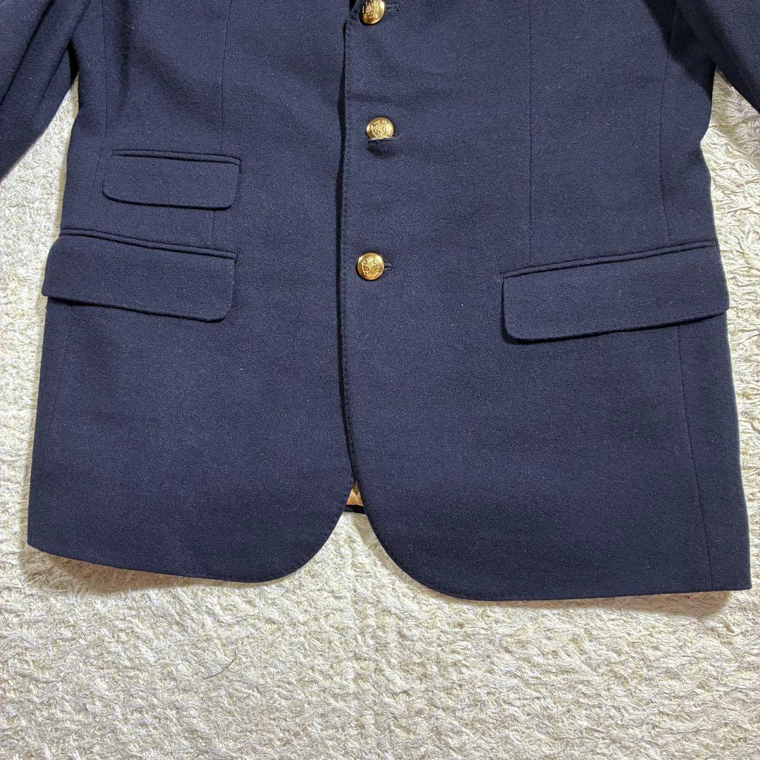 【高級・金ボタン】グレンオーバー　紺ブレ　チェック　ウール テーラードジャケット