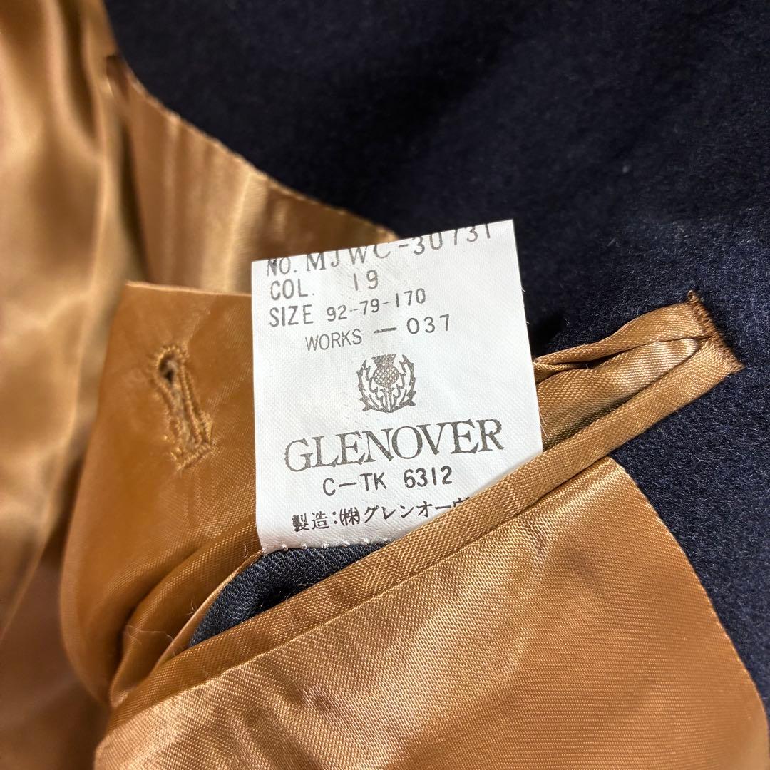 【高級・金ボタン】グレンオーバー　紺ブレ　チェック　ウール テーラードジャケット