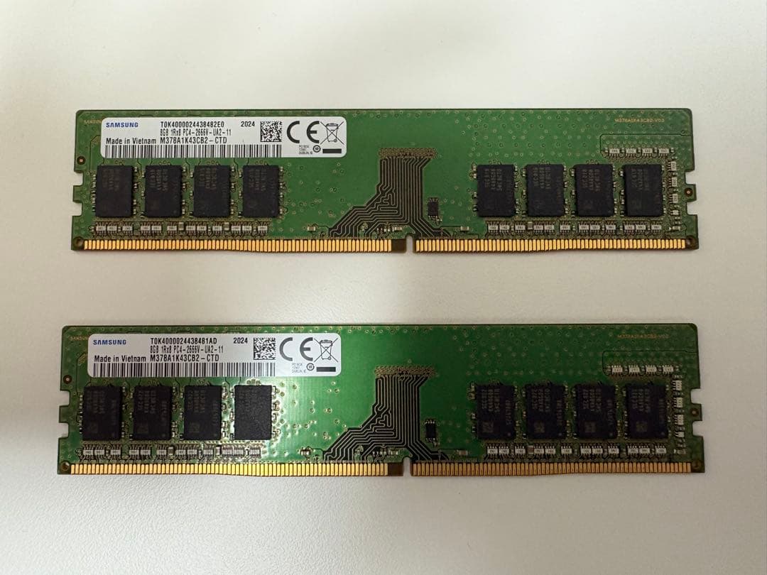 DDR4-2666 sumsung 16GB(8GB×2)メモリ