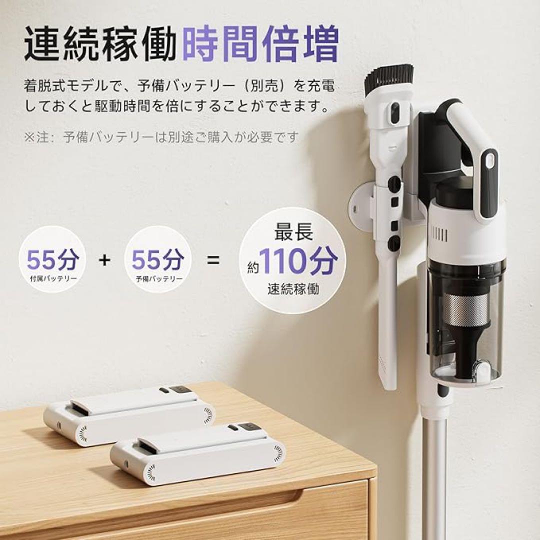 掃除機 コードレス 強力吸引 自立式 連続稼働 軽量 視感グリーンLED 充電式