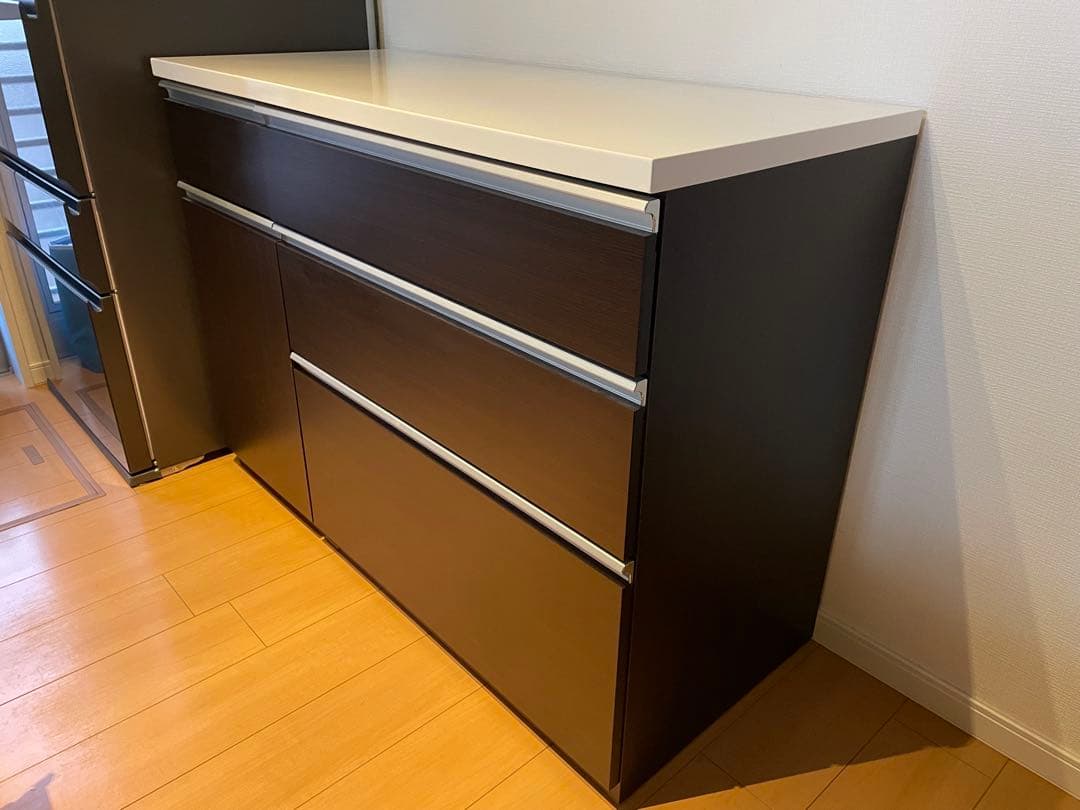 ニトリ　キッチンカウンター　キュリー2 120㎝　ダークブラウン