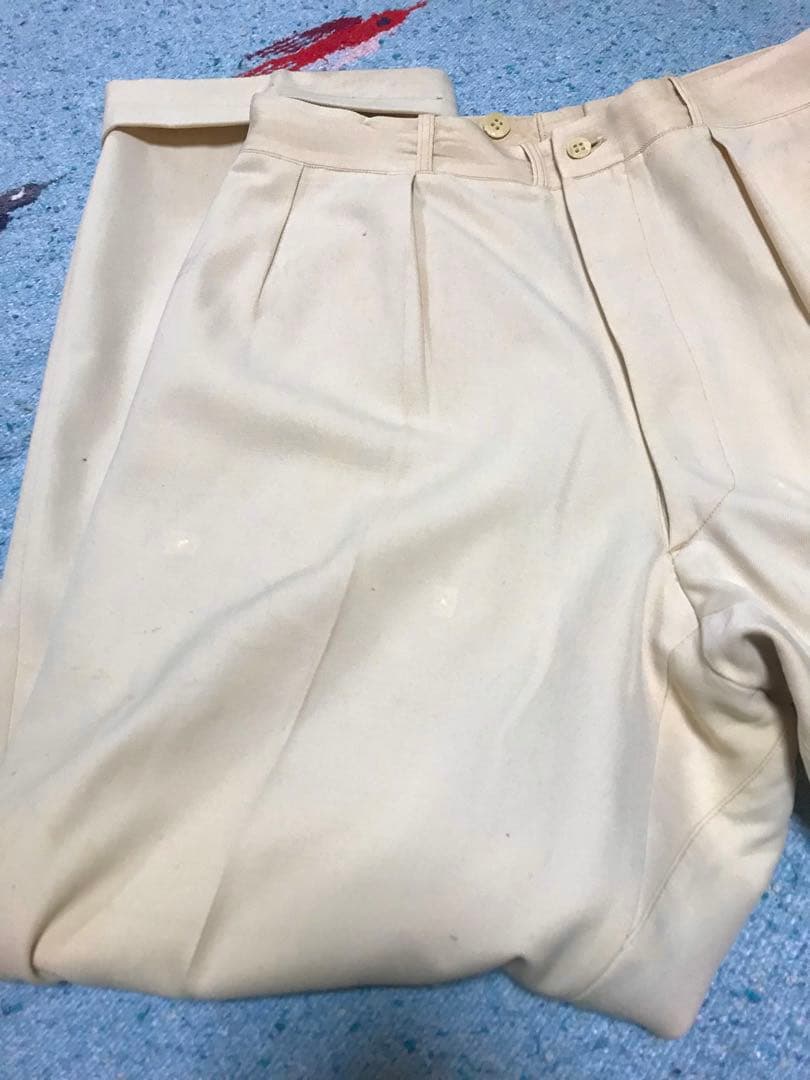 50s レーヨン ギャバジン スラックス レモンイエロー レア 2タック 着画有