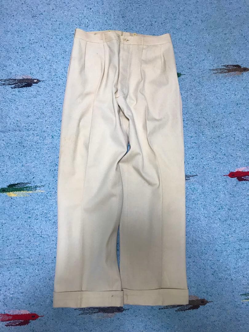 50s レーヨン ギャバジン スラックス レモンイエロー レア 2タック 着画有