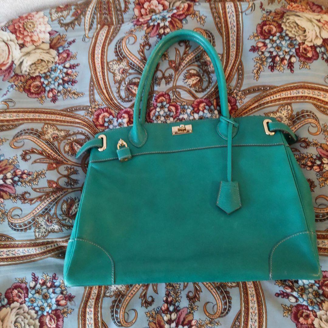 きーちゃん　濱野皮革工藝　エメラルドグリーン　トート